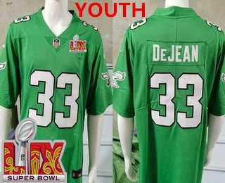 Youth Philadelphia Eagles #33 Cooper DeJean Limited Kelly Green Super Bowl LIX Vapor Jersey,We sell and wholesale Youth Philadelphia Eagles #33 Cooper DeJean Limited Kelly Green Super Bowl LIX Vapor Jersey on line form chian!